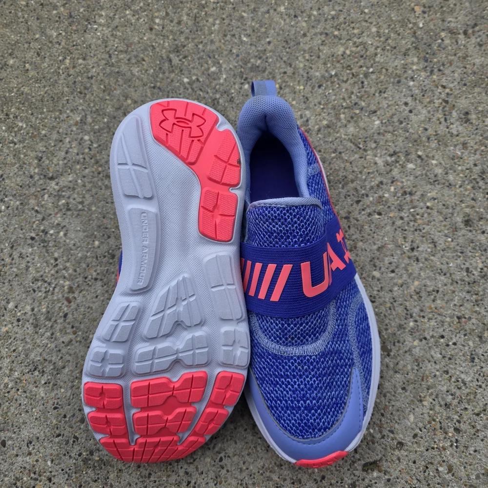 Under Armour Kids Blue and Pink Sneakers Youth Girls 4.5Y